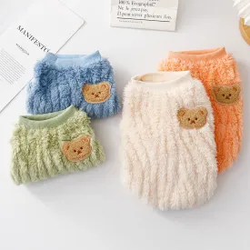 Warm Fleece Bear Printed Dog Cat Vest