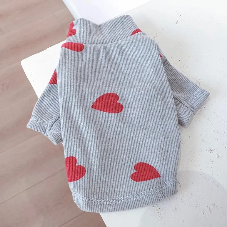Warm Heart Printed Dog Cat Shirt