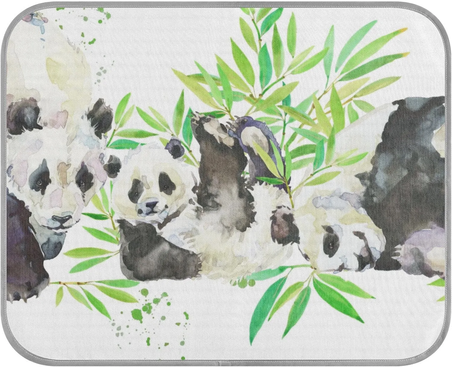 Washable Dog Cooling Mat Panda Bear Watercolor Summer Cats Sleeping Mat Greem Bamboo Dog Bed Mats 23.6 * 38.6inch Pet Ice Silk Sleep Kennel Pad Animal Sleep Bed for Home Outdoor Travel