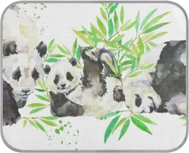 Washable Dog Cooling Mat Panda Bear Watercolor Summer Cats Sleeping Mat Greem Bamboo Dog Bed Mats 23.6 * 38.6inch Pet Ice Silk Sleep Kennel Pad Animal Sleep Bed for Home Outdoor Travel