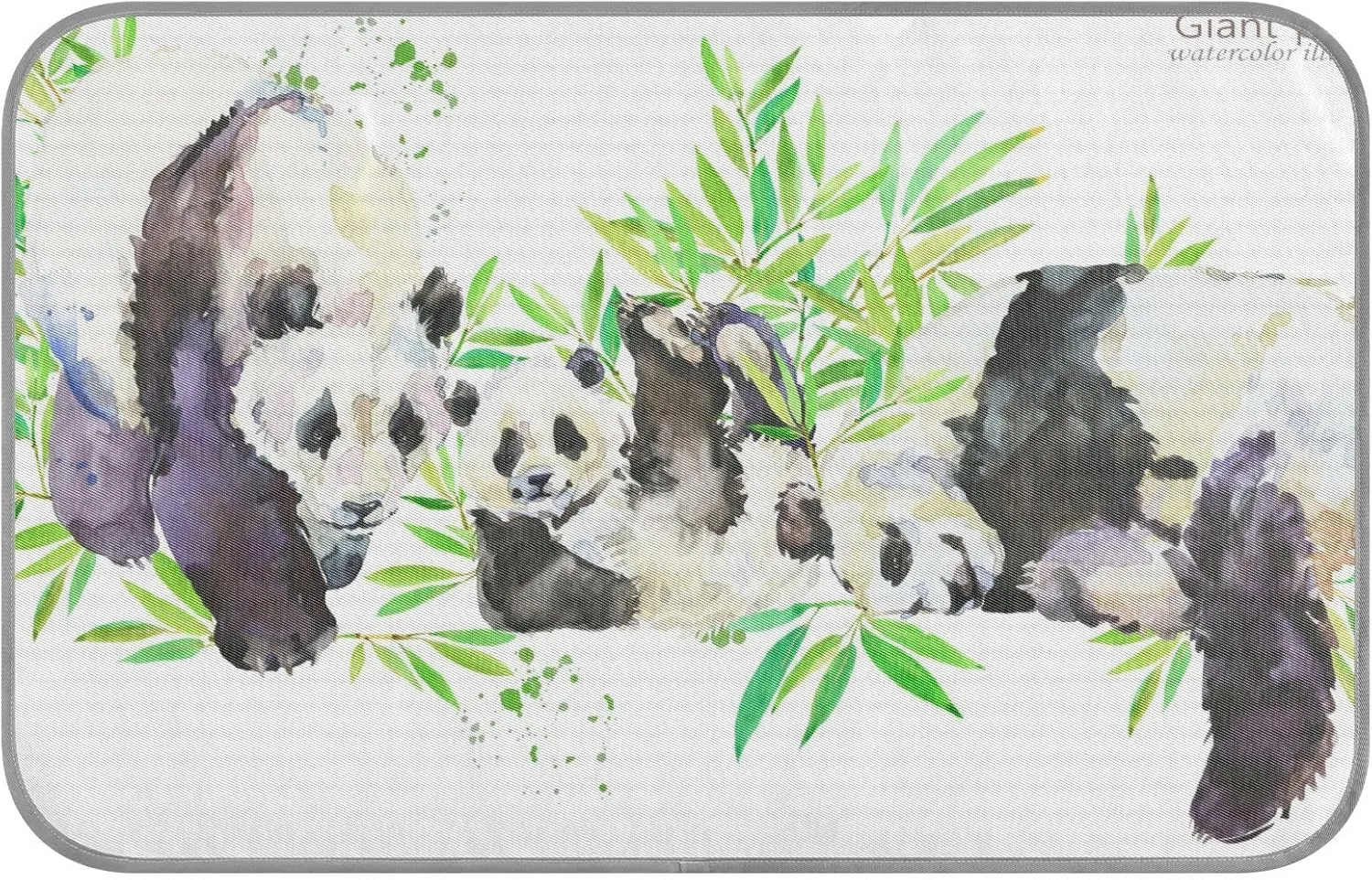 Washable Dog Cooling Mat Panda Bear Watercolor Summer Cats Sleeping Mat Greem Bamboo Dog Bed Mats 23.6 * 38.6inch Pet Ice Silk Sleep Kennel Pad Animal Sleep Bed for Home Outdoor Travel