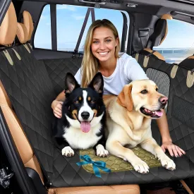 Waterproof Dog Car Seat Cover for Back Seat with Hard Bottom Inserts - Dog Hammock for Car, 600D, SUV, and Trucks - Pet Car Seat Covers - Backseat Extender for Dogs with 2 Storage Pockets, Mesh Window