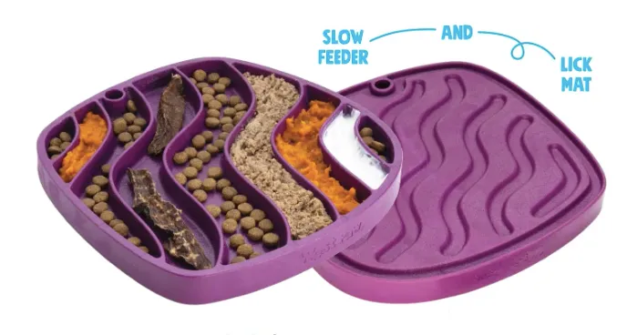 West Paw Seaflex® Feast Mat™: All-in-One Slow Feeder   Lick Mat "Waves" pattern