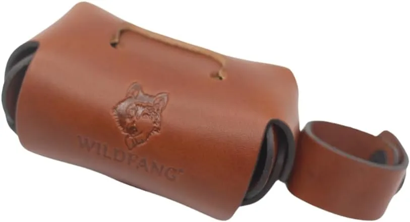 Wildfang Leather Poop Bag Dispenser with Logo Double Compartment for Waste Bag Rolls, Dog Accessory