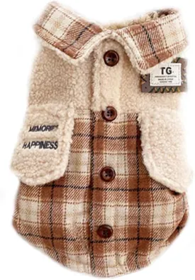 Windproof Warm Jackets for Dogs: Cold Weather Coat with Lapel, Berber Fleece Extra Warm Pet Apparel Button Design for Small Dogs(Brown,Medium)