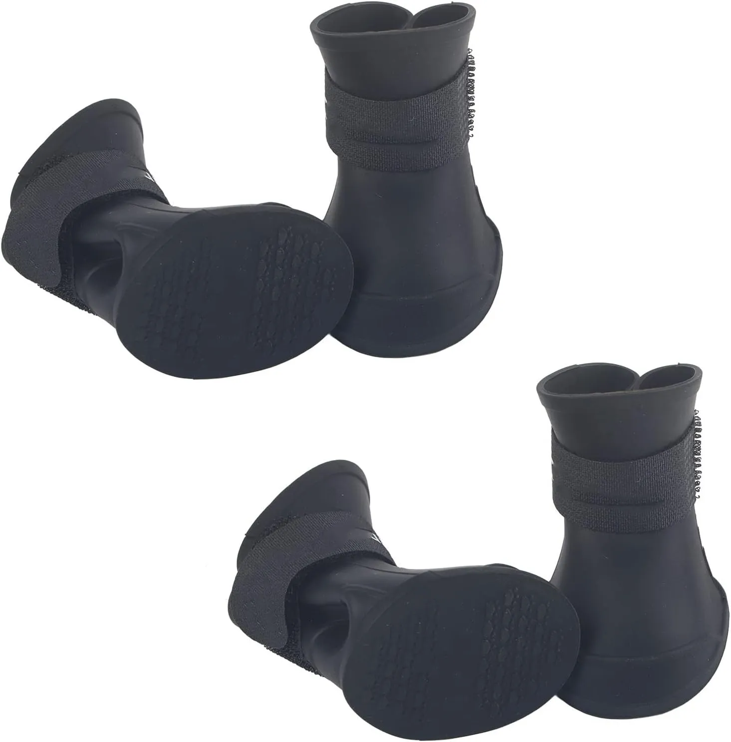 Yctze 4pcs Silicone Protective Waterproof Dog Boots, Antislip Snow Shoes for Small Dogs, Ideal for French, Cute Pet Rain Wellies (L Black)