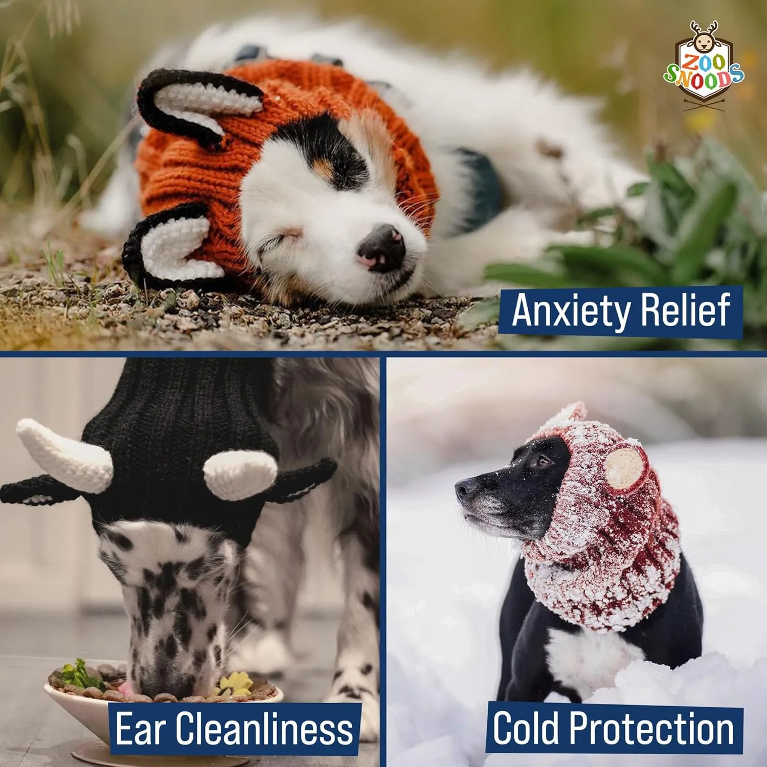 Zoo Snoods Bunny Costume - Knit Easter Dog Snood Ear Wrap for Pets, Warm Neck Cover for Halloween and Winter (Large)